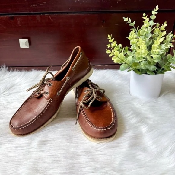 Sperry Top-Sider Authentic Original Leeward 2-Eye Classic Leather Boat Shoes 9.5 - Picture 1 of 11